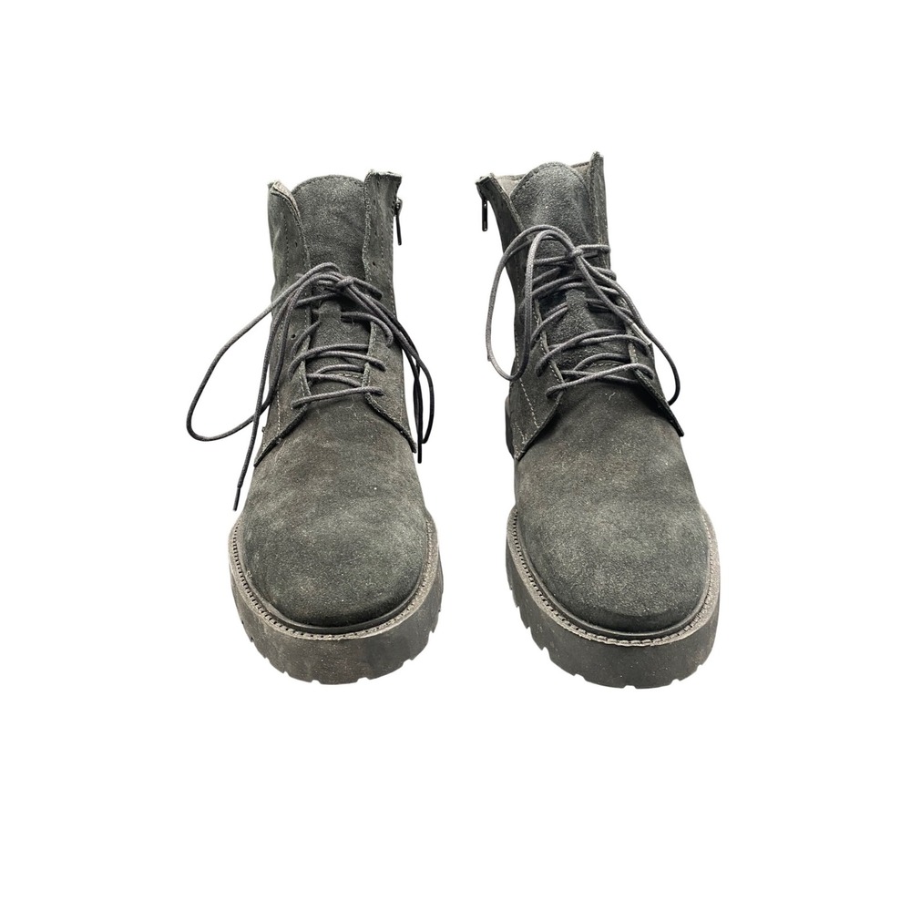Zara Man Black Suede Lace Up Side Zip Combat Boots Lug Sole Size 43 Mens 10